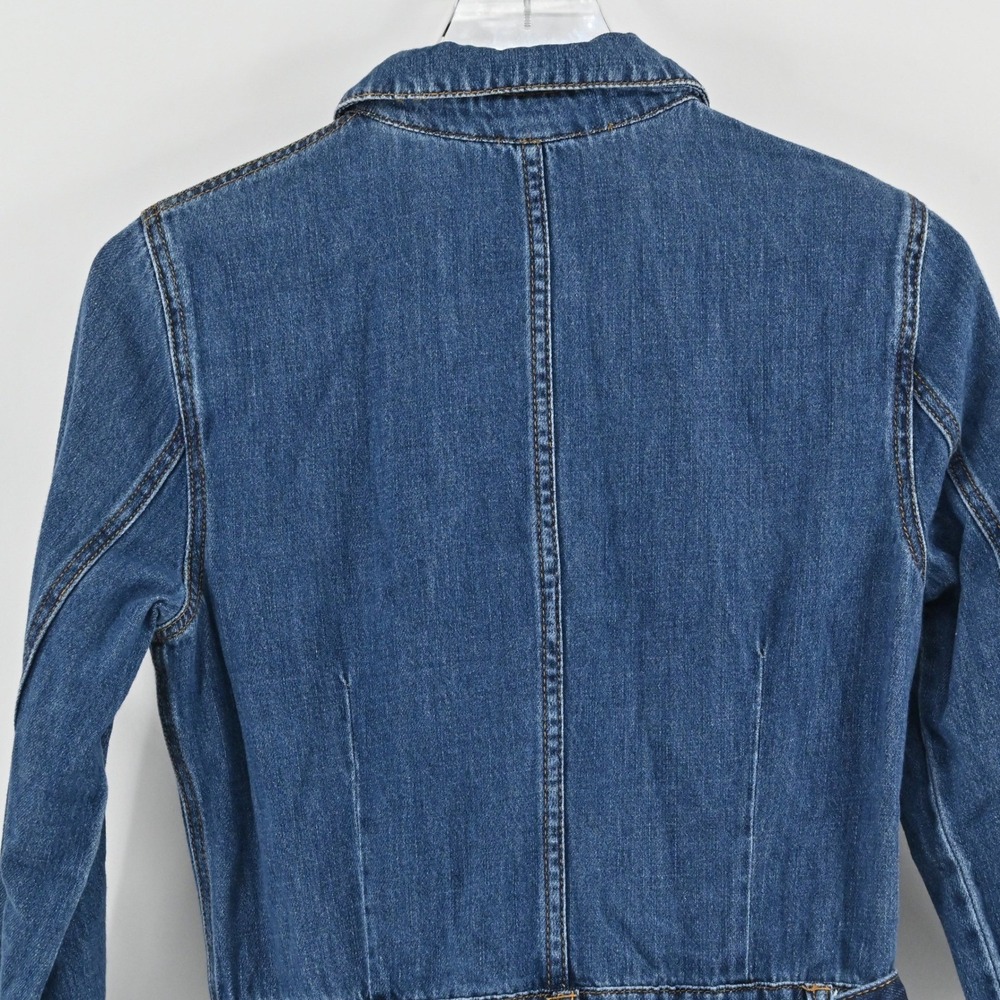 Free People Green River One-Piece Size 2 Denim Romper Boho Western Zip Up Belted - Picture 12 of 14